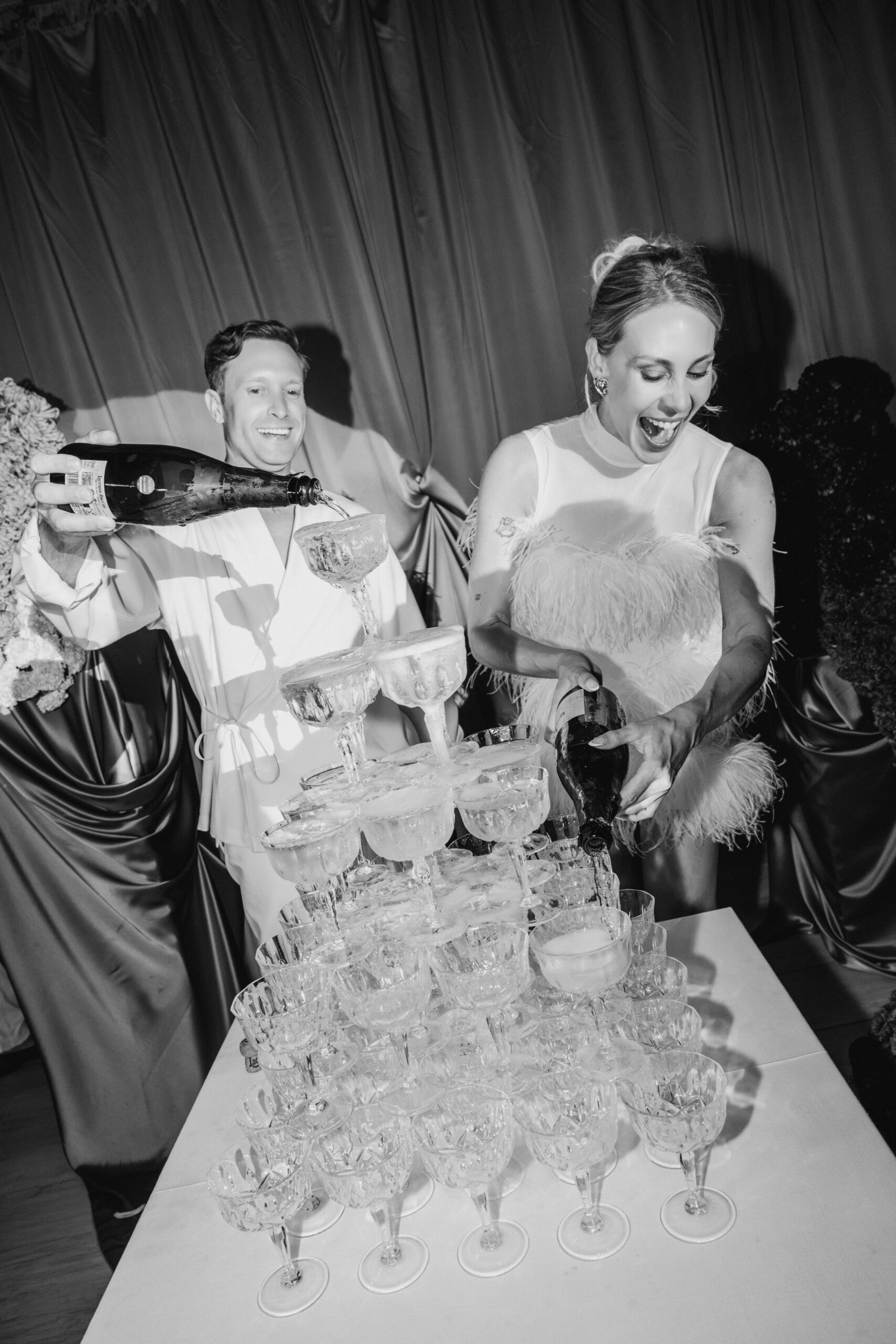 champagne tower at ca na xica planned by serafina weddings
